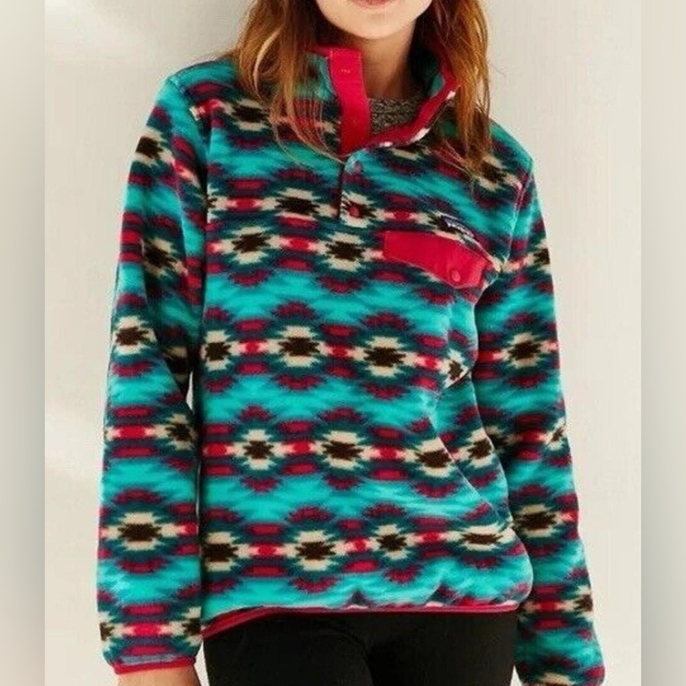 Patagonia Women's Synchilla Snap-T Pullover XS Wild Desert" Aztec pattern
